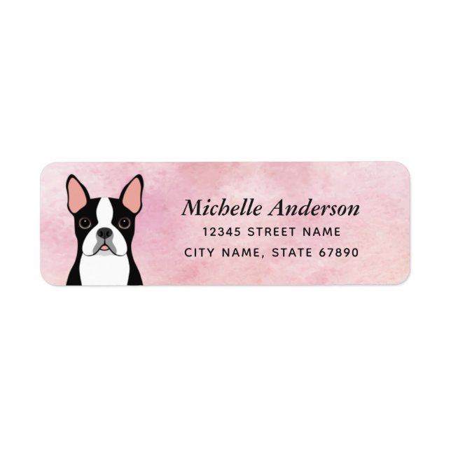 Boston Terrier Returetiketters Returadress Etikett (Framsidan)
