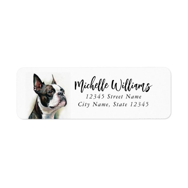 Boston Terrier Returetiketters Returadress Etikett (Framsidan)
