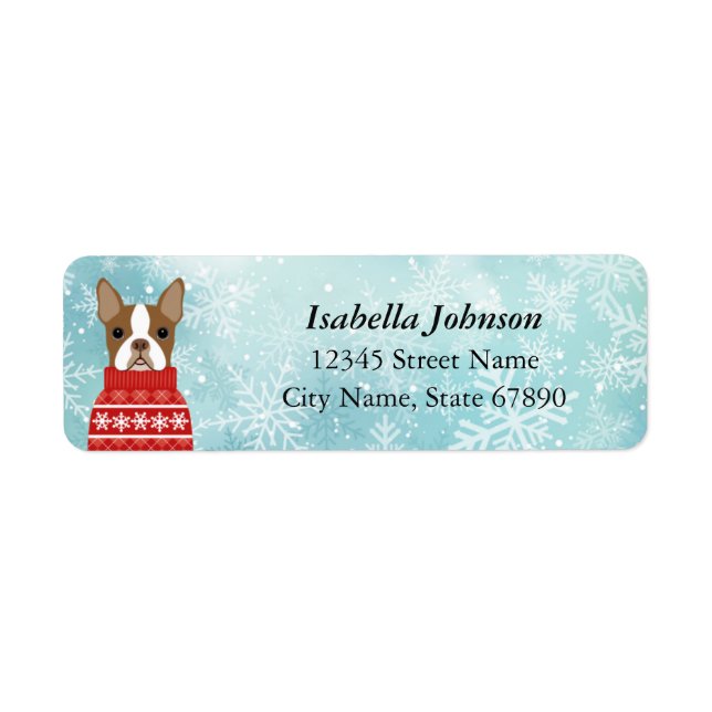 Boston Terrier Returetiketters Returadress Etikett (Framsidan)