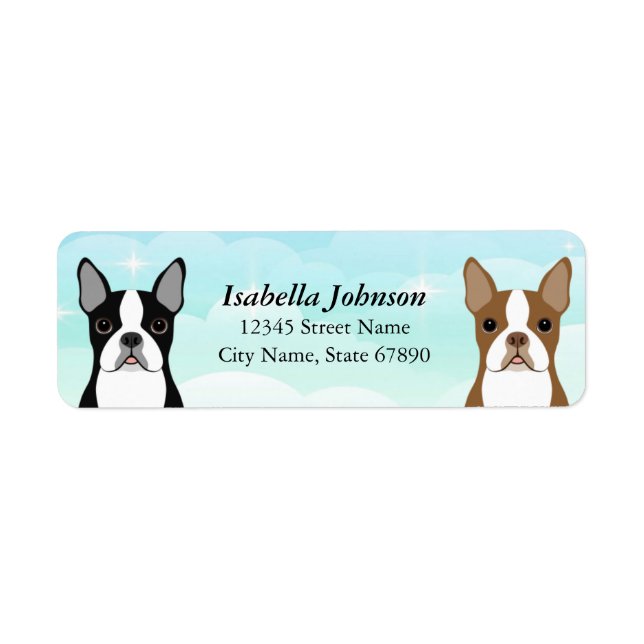Boston Terrier Returetiketters Returadress Etikett (Framsidan)