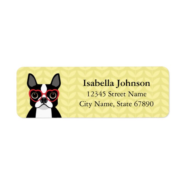 Boston Terrier Returetiketters Returadress Etikett (Framsidan)