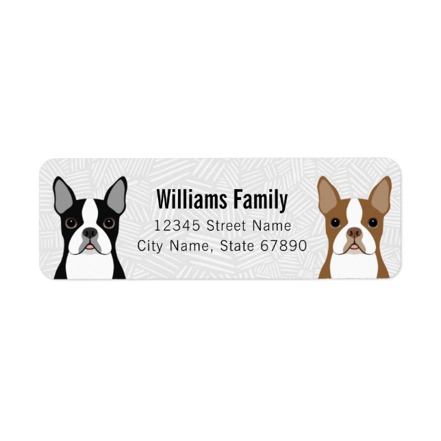 Boston Terrier Returetiketters Returadress Etikett (Framsidan)