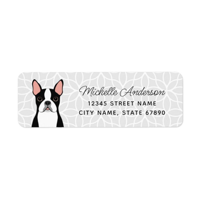 Boston Terrier Returetiketters Returadress Etikett (Framsidan)