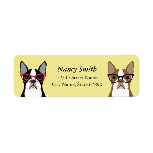Boston Terrier Returetiketters Returadress Etikett (Framsidan)