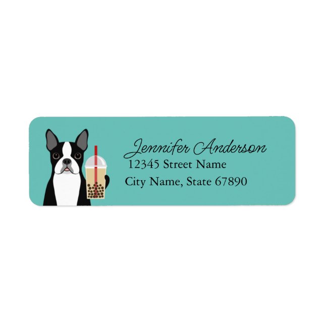 Boston Terrier Returetiketters Returadress Etikett (Framsidan)