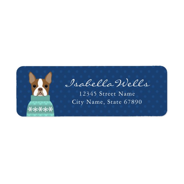 Boston Terrier Returetiketters Returadress Etikett (Framsidan)