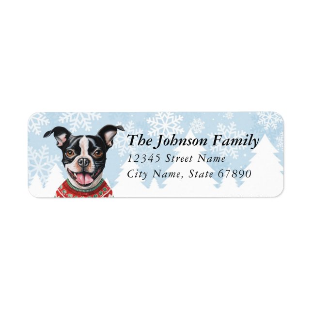 Boston Terrier Returetiketters Returadress Etikett (Framsidan)