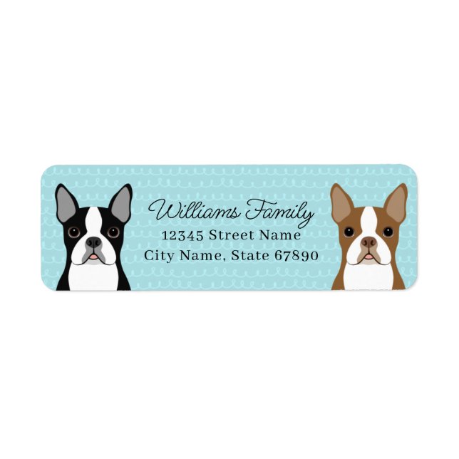 Boston Terrier Returetiketters Returadress Etikett (Framsidan)