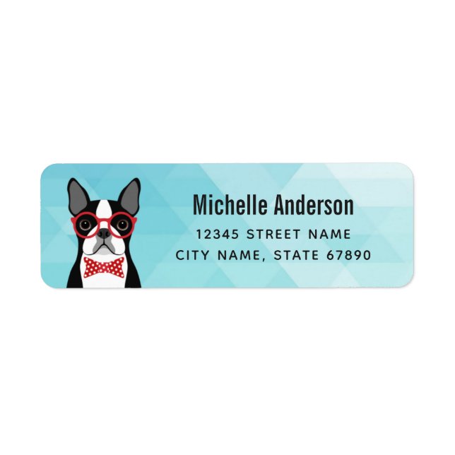 Boston Terrier Returetiketters Returadress Etikett (Framsidan)