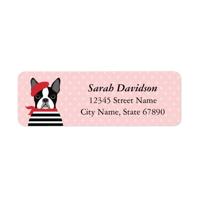 Boston Terrier Returetiketters Returadress Etikett (Framsidan)