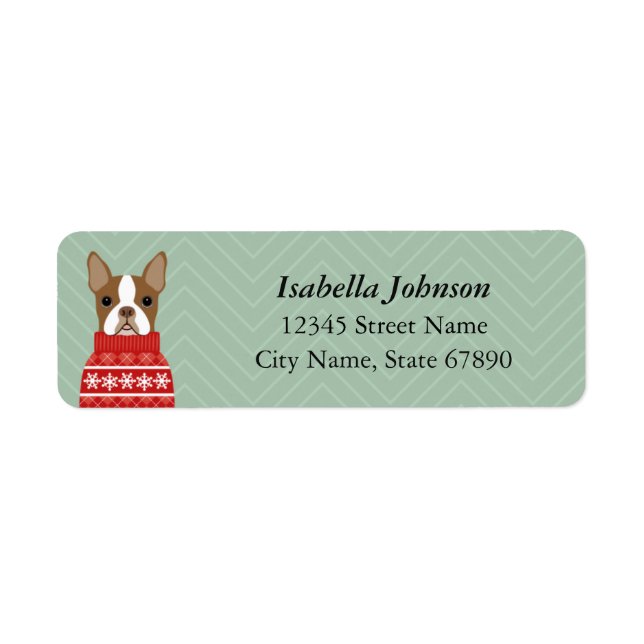 Boston Terrier Returetiketters Returadress Etikett (Framsidan)
