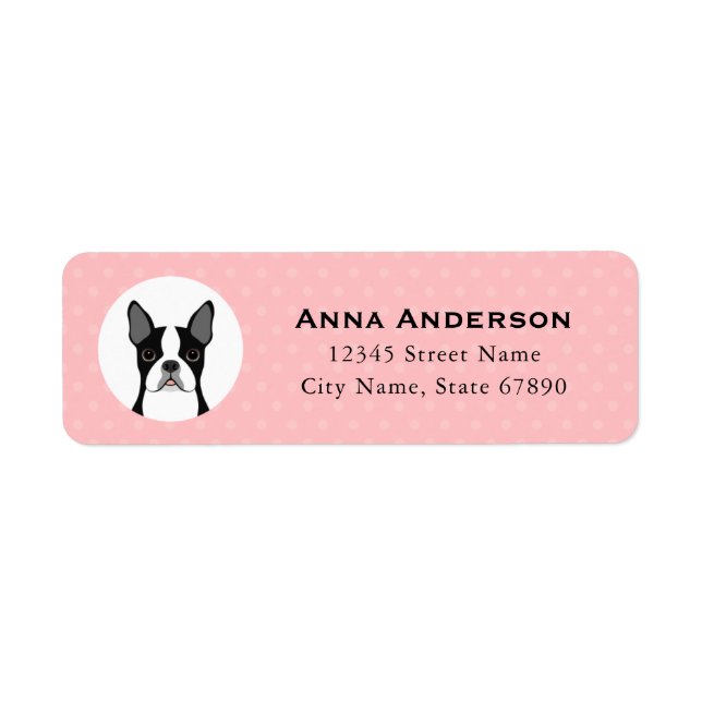 Boston Terrier Returetiketters Returadress Etikett (Framsidan)