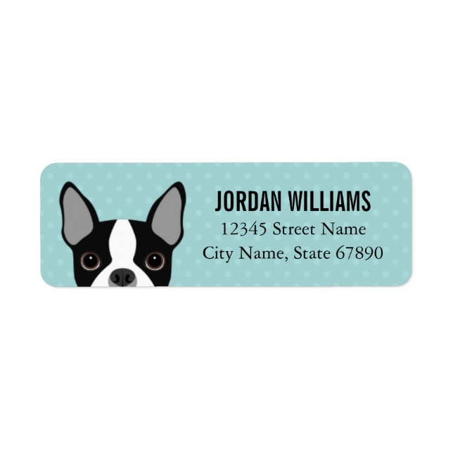 Boston Terrier Returetiketters Returadress Etikett (Framsidan)