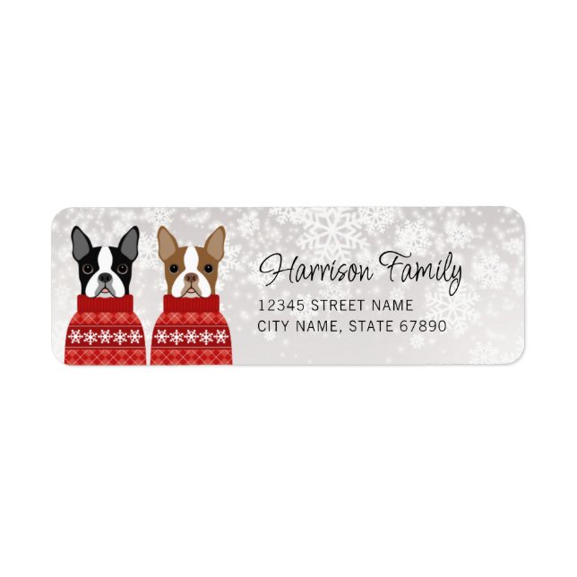 Boston Terrier Returetiketters Returadress Etikett (Framsidan)