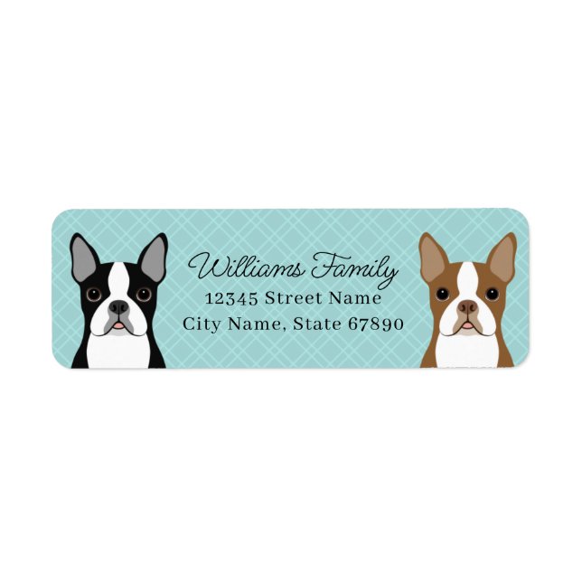Boston Terrier Returetiketters Returadress Etikett (Framsidan)