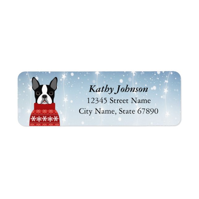Boston Terrier Returetiketters Returadress Etikett (Framsidan)