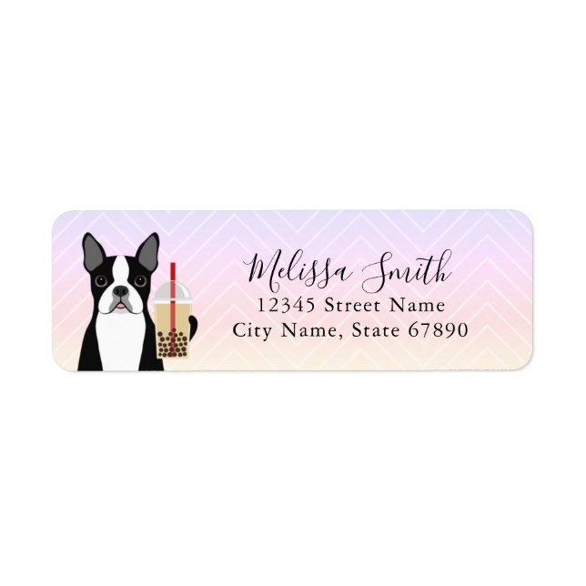 Boston Terrier Returetiketters Returadress Etikett (Framsidan)