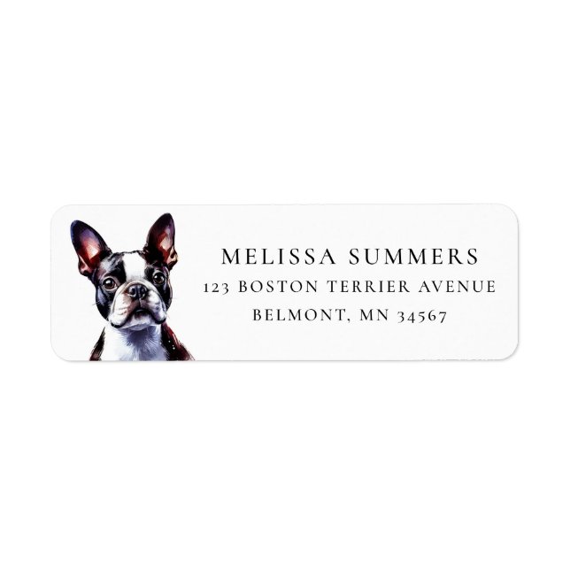 Boston Terrier Return Address Label Returadress Etikett (Framsidan)