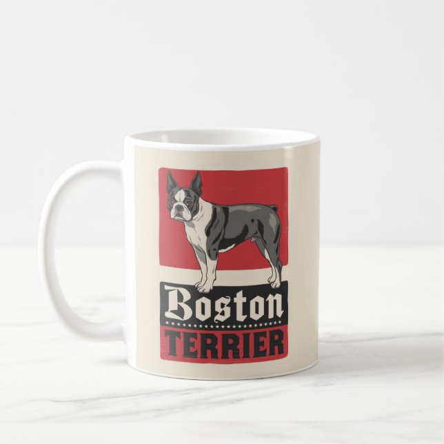 Boston Terrier Röd Mugg (Vänster)