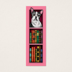 Boston Terrier Rosa Bookmark Litet Visitkort