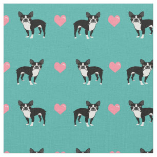 Boston Terrier rosa kärlek hjärtan Tyg