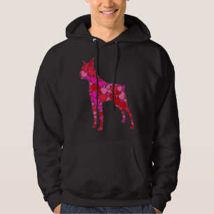 Boston Terrier Rosa Red Heart for Women Manar Hoodie