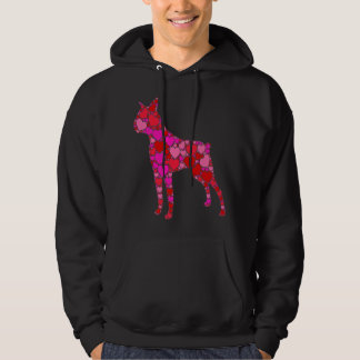 Boston Terrier Rosa Red Heart for Women Manar Hoodie