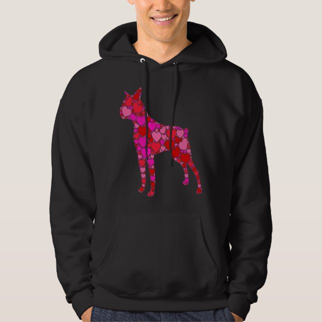 Boston Terrier Rosa Red Heart for Women Manar Hoodie (Framsida)