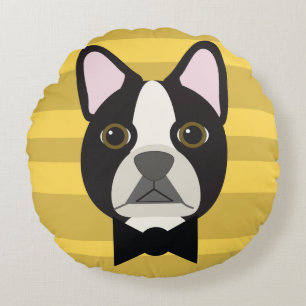 Boston Terrier Rund Kudde