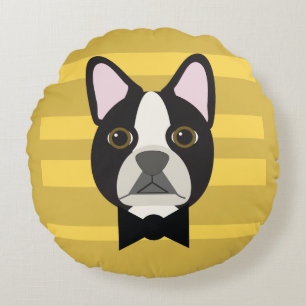 Boston Terrier Rund Kudde