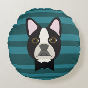 Boston Terrier Rund Kudde