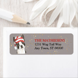 Boston Terrier Santa Hat Address Label Returadress Etikett