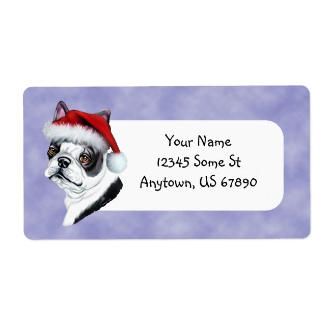 Boston Terrier Santa Hat julLabels Fraktsedel (Framsidan)