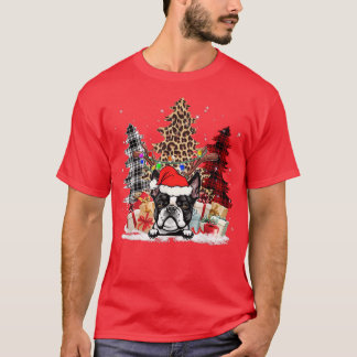 Boston Terrier Santa Hat Light Buffalo Play Leopa T Shirt