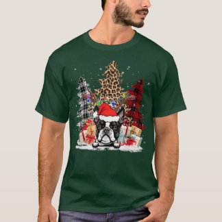 Boston Terrier Santa Hat Light Buffalo Play Leopa T Shirt