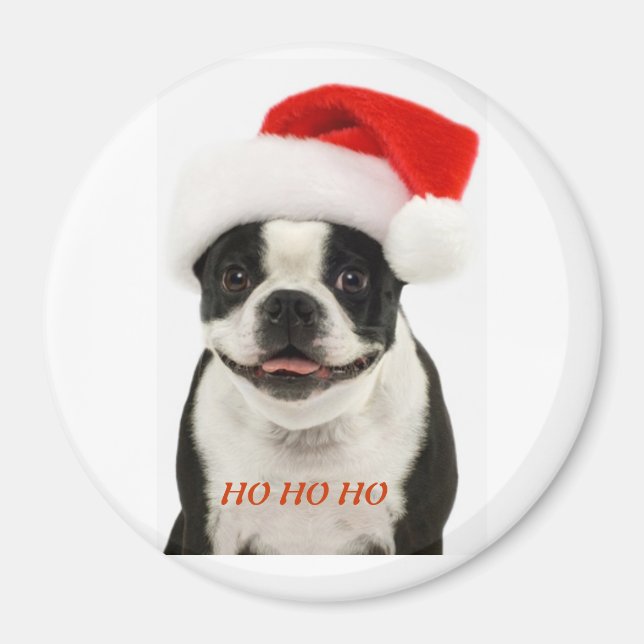 Boston Terrier Santa Magnet (Framsidan)