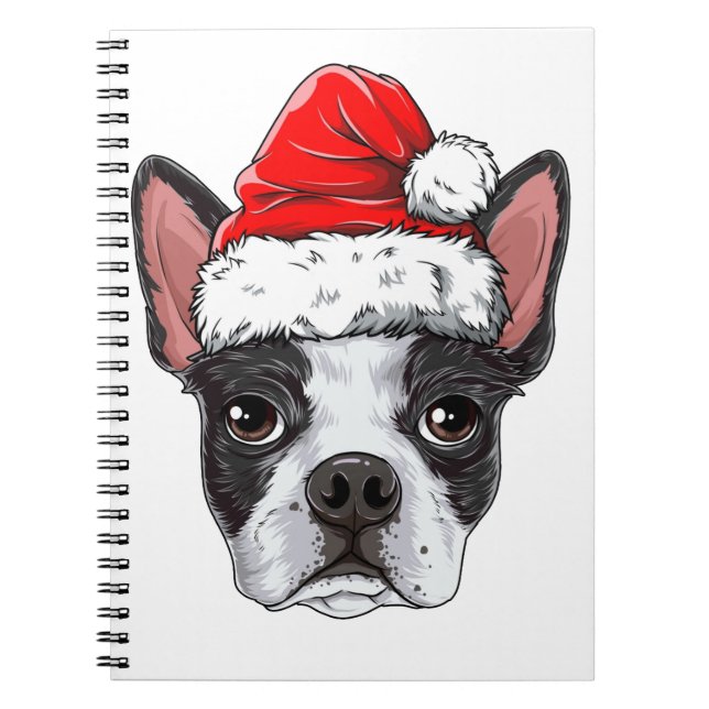 Boston Terrier Santa T Shirt jul Kids Boys Anteckningsbok (Framsidan)