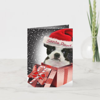 Boston Terrier Santa Tassar-kort Helgkort