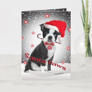 Boston Terrier Santa Tassar-kort Helgkort