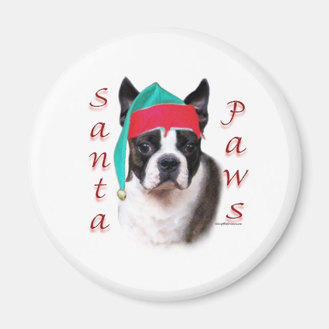 Boston Terrier Santa Tassar Magnet (Framsidan)