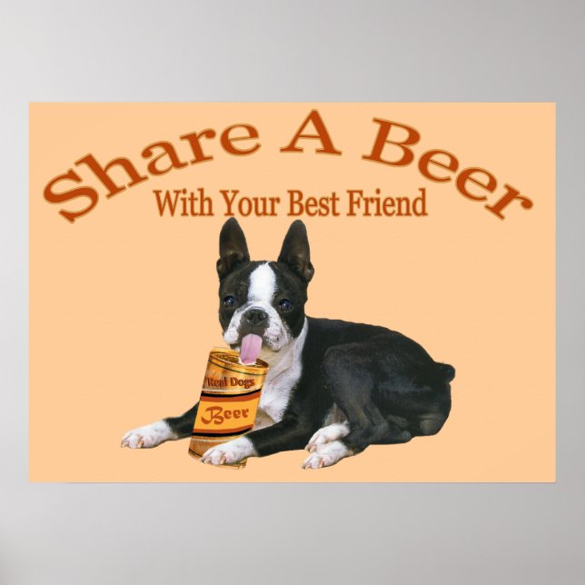 Boston Terrier Shares A Beer Poster (Framsidan)