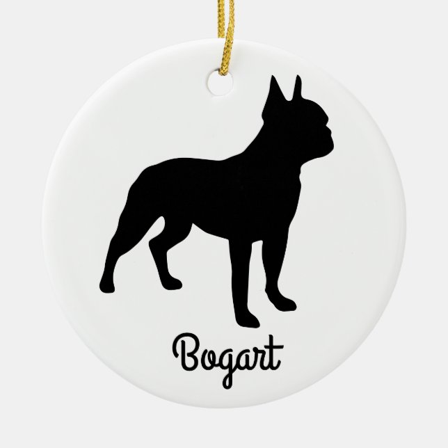 Boston Terrier Silhouette Ceramic Ornament (Framsidan)