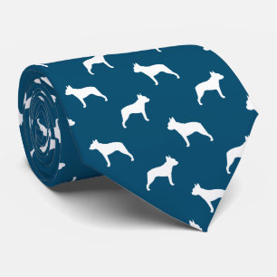 Boston Terrier Silhouettes Mönster Blue och White Slips