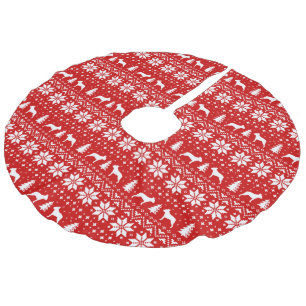 Boston Terrier Silhouettes Mönster Red Julgransmatta Fusklinne