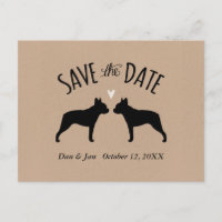 Boston Terrier Silhuetter Bröllop Save the Date