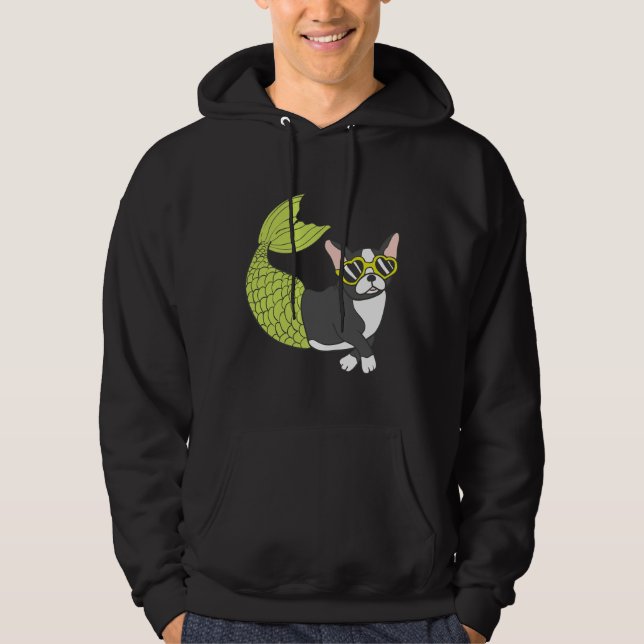 Boston Terrier Sjöjungfru Merboston Coola för Scho Hoodie (Framsida)