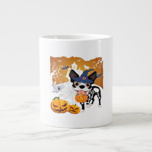 Boston Terrier Skeleton Hund Pumpkin Halloween Cos Jumbo Mugg