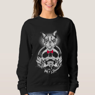 Boston Terrier Skull Funny Halloween för Hund T Shirt
