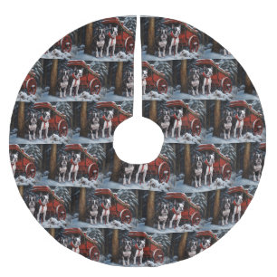 Boston Terrier Snöig släde Juldekoration Julgransmatta Borstad Polyester