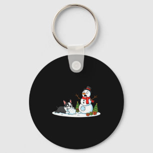 Boston Terrier Snömannen Julgran Jul Kvinnor Nyckelring